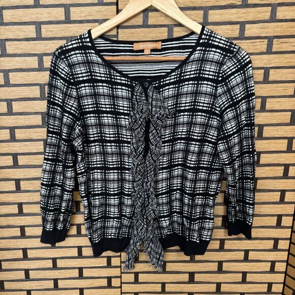 Ellen Tracy Black And White Cardigan Size Small‎ - Picture 1 of 7